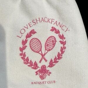 LoveShackFancy NWOT White Joggers with Pink Detail